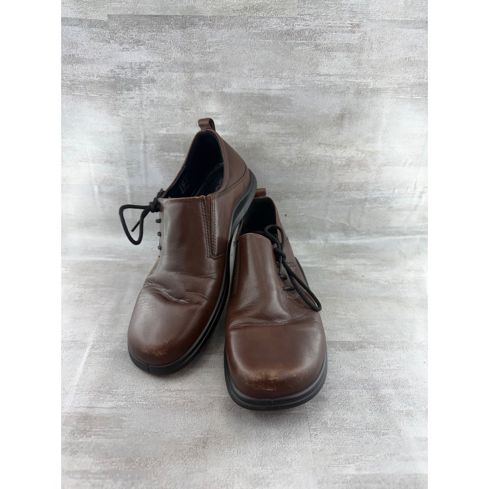 ECCO Women Brown Leather Lace Up Walking Shoes Shock Point Oxford Size EU 38